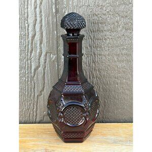 Vintage Ruby Red Avon 1876 Cape Cod Glass Wine Decanter Stopper Bubble Bath